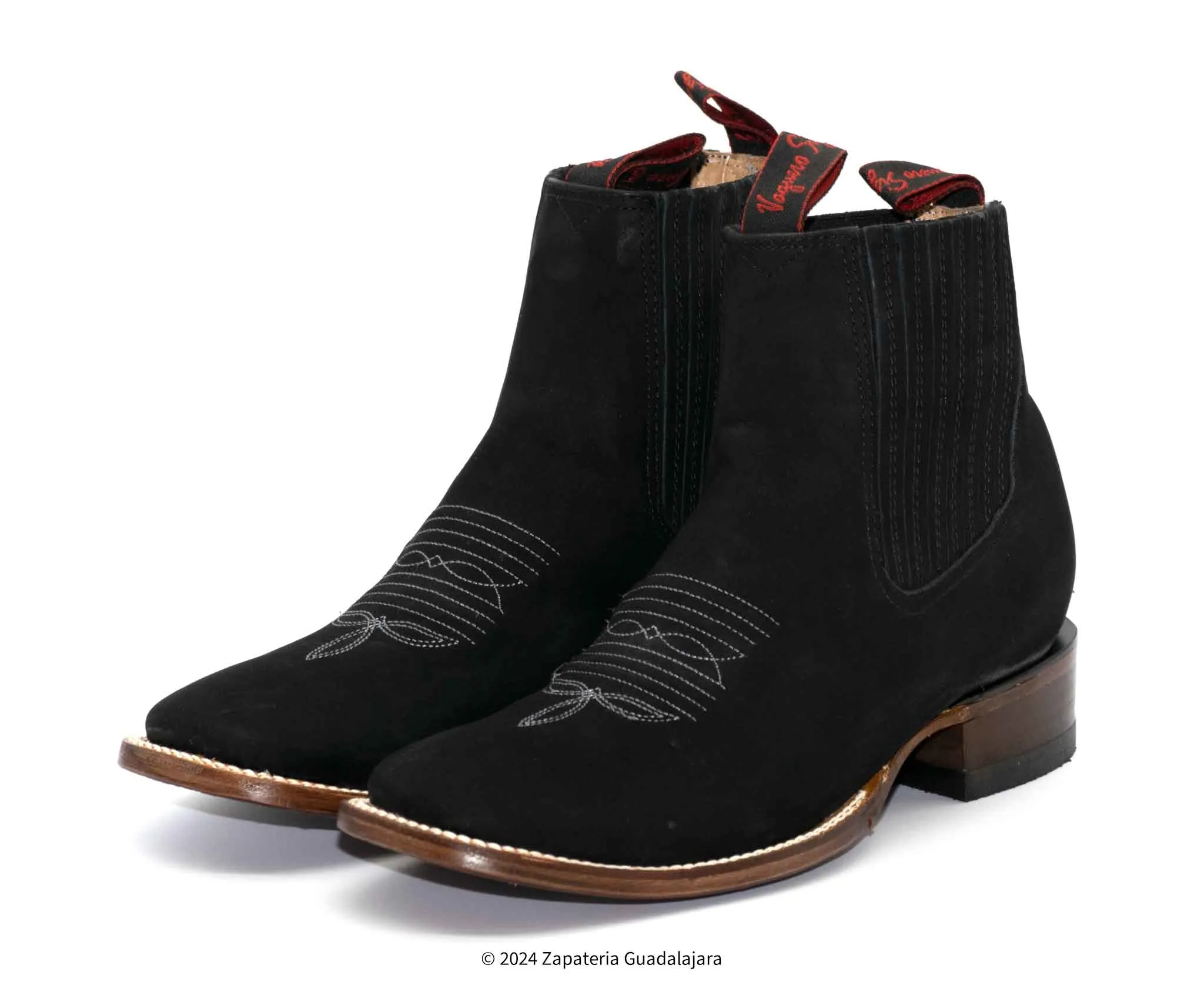 2662601 MEN WIDE SQUARE TOE NOBUCK BLACK LEATHER BOOT