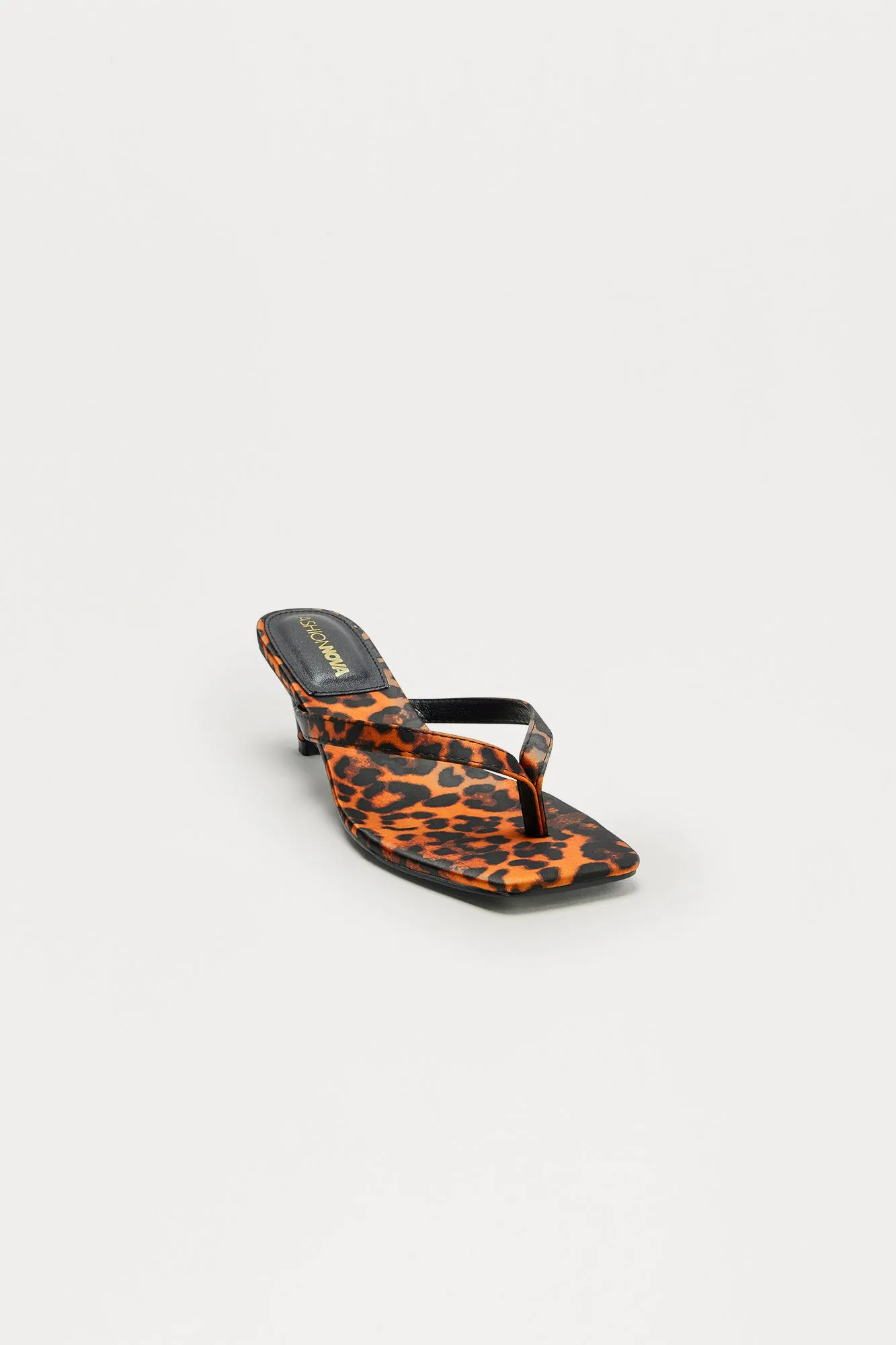 Astona Square Toe Thong Mules - Leopard