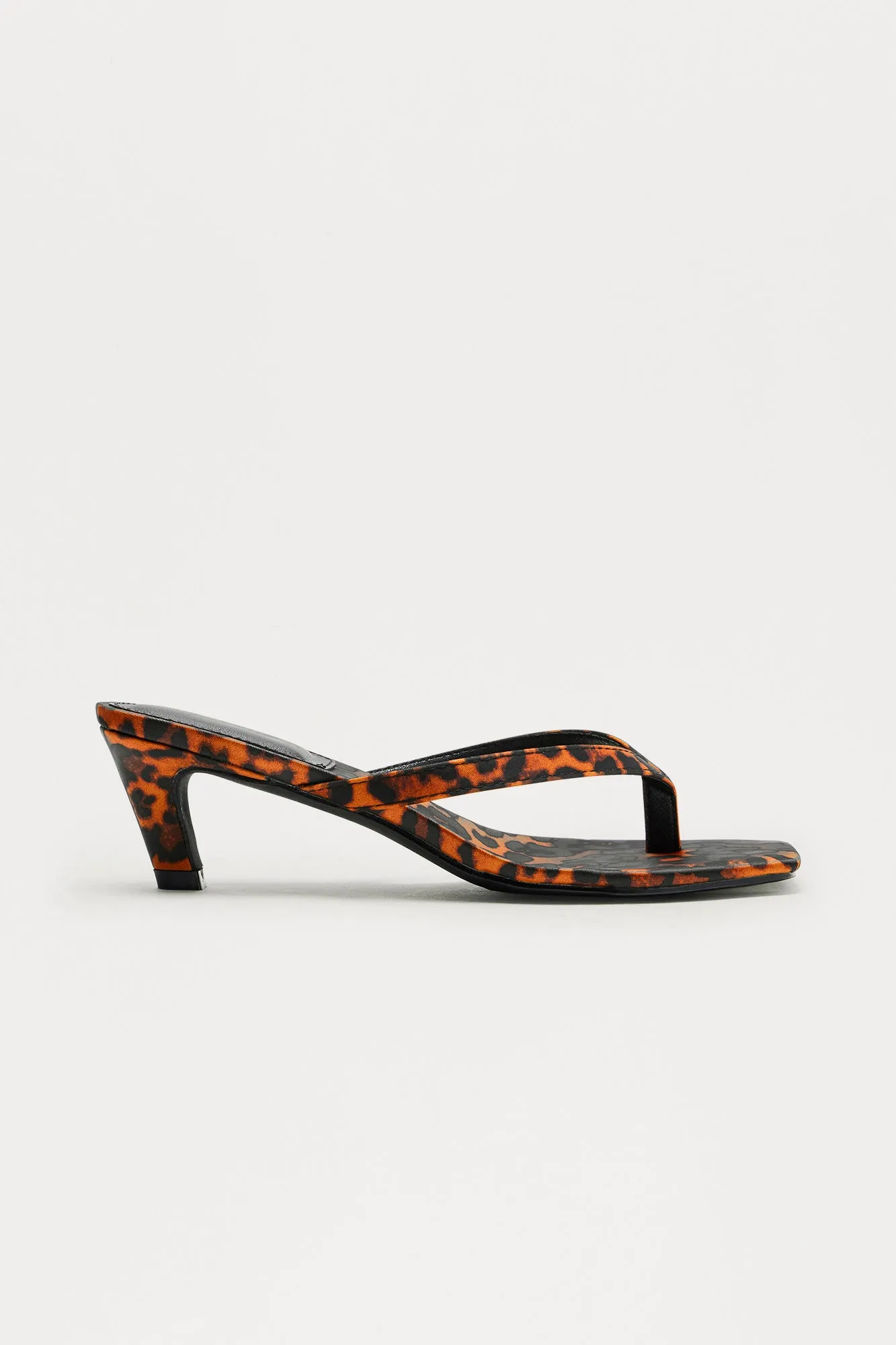 Astona Square Toe Thong Mules - Leopard