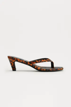 Astona Square Toe Thong Mules - Leopard