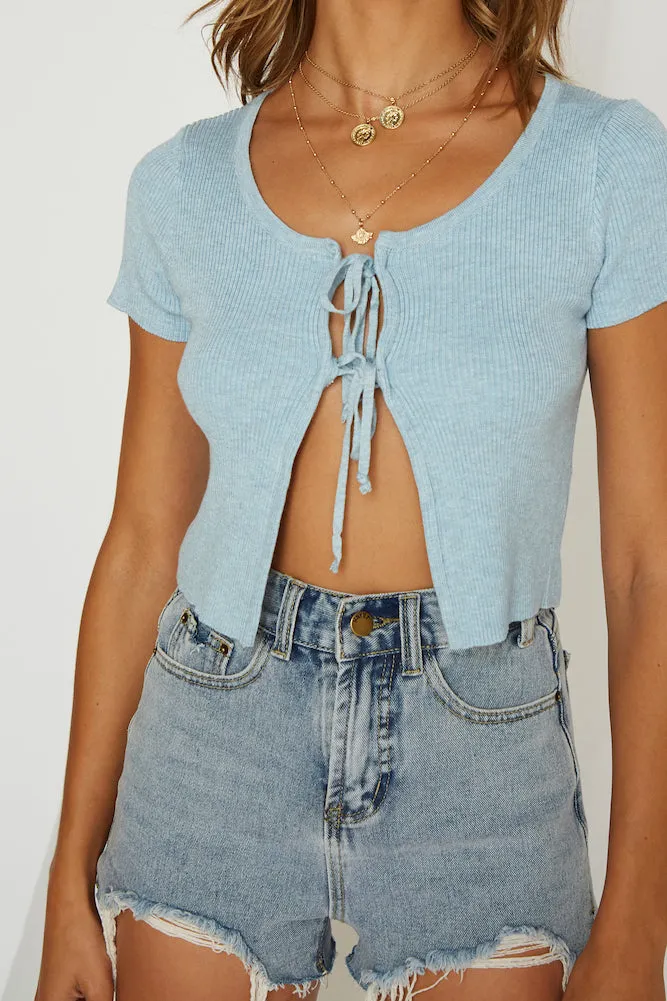 Back To Life Ribbed Crop Knit Blue