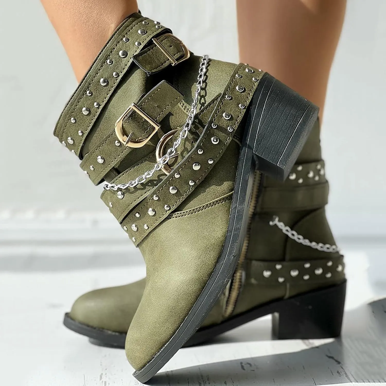 Black Booties for Women Ankle Wide Width Booties Womens Leather Boots Ankle Heeled Bootie for Women Dressy Fashion Casual Comfy Soft Slip on Pointed Toe Chunky Stacked Heel