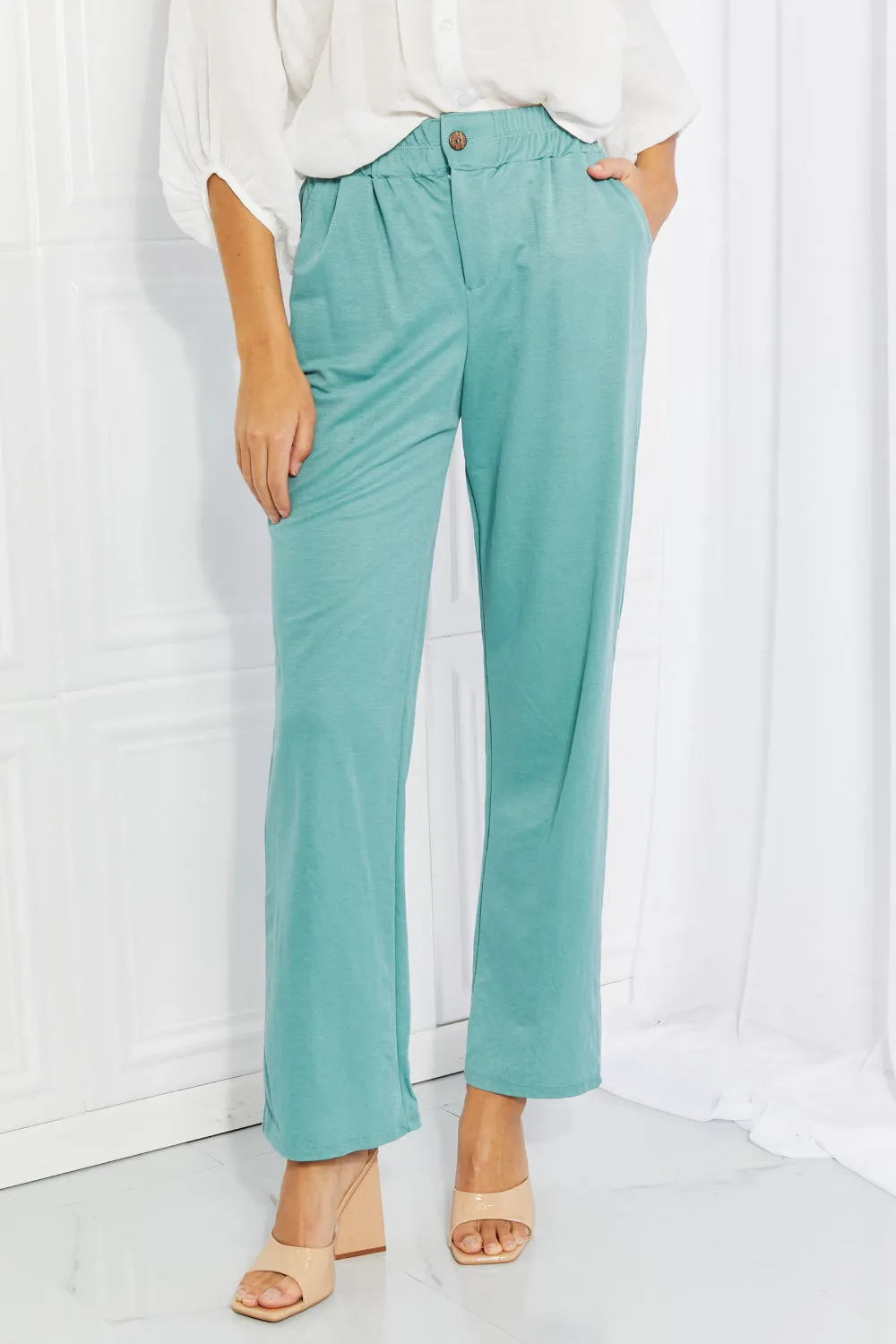 Blumin Apparel Take Me Away Full Size Straight Leg Pants in Seafoam
