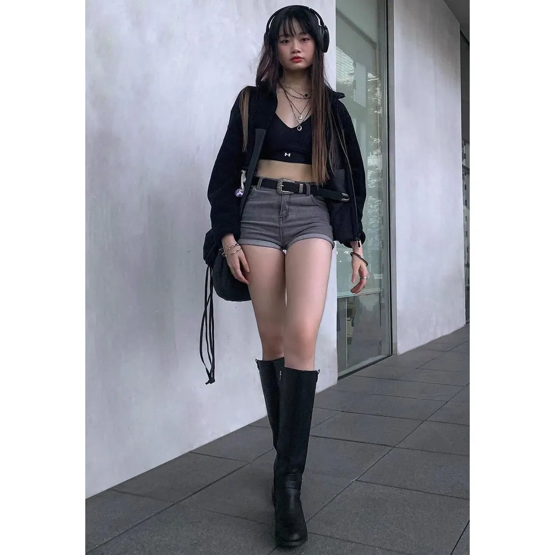 Buckle Strap Embellished Calf Boots
