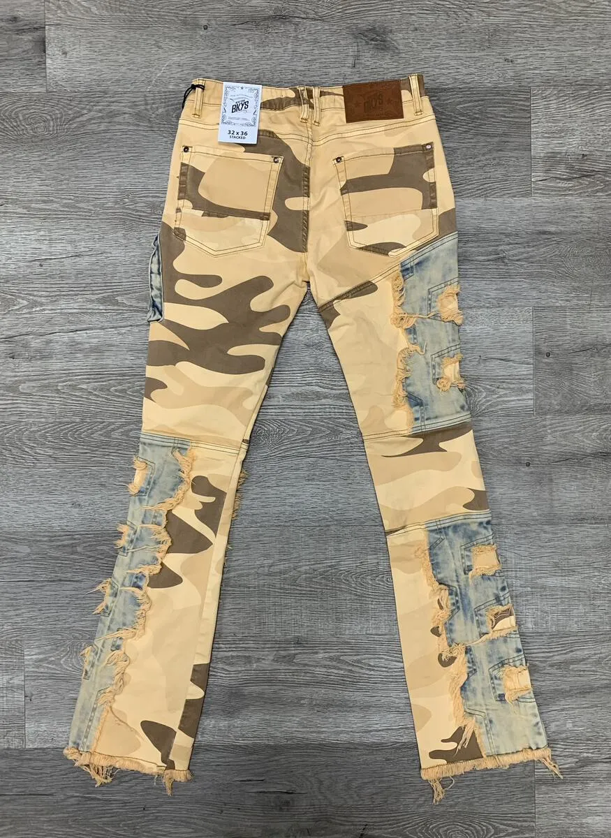 Camo Denim Cargo Stacked Pants - Desert Camo
