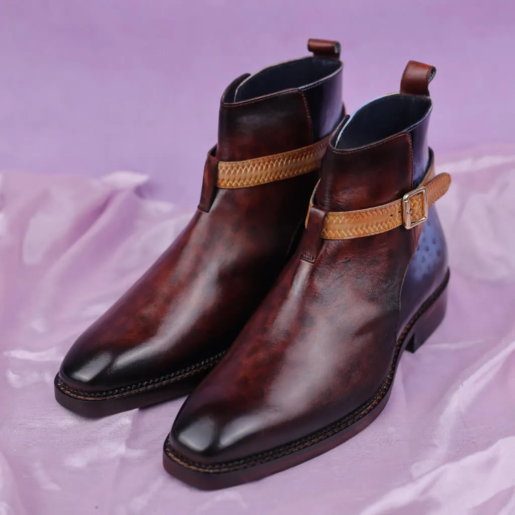 Cavalier Crest: Refined Marble Patina Boots