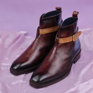 Cavalier Crest: Refined Marble Patina Boots