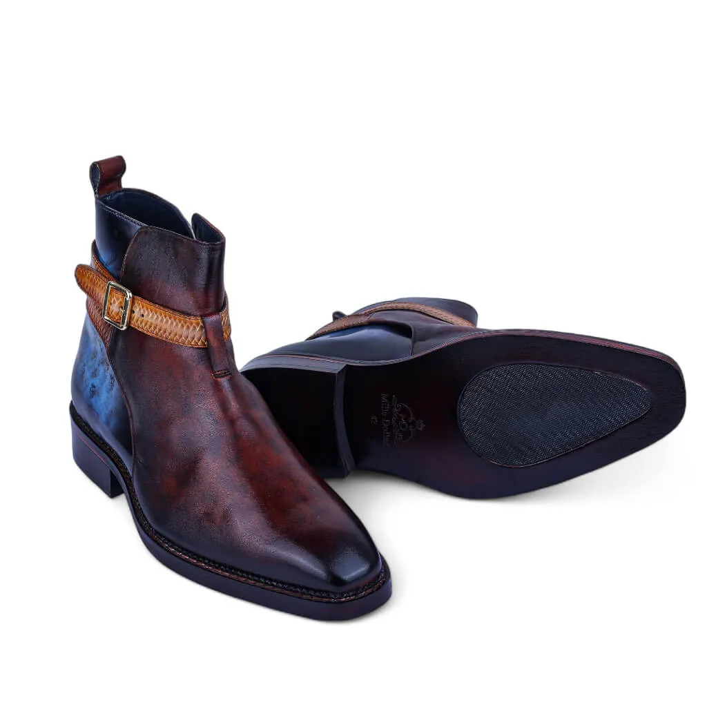 Cavalier Crest: Refined Marble Patina Boots