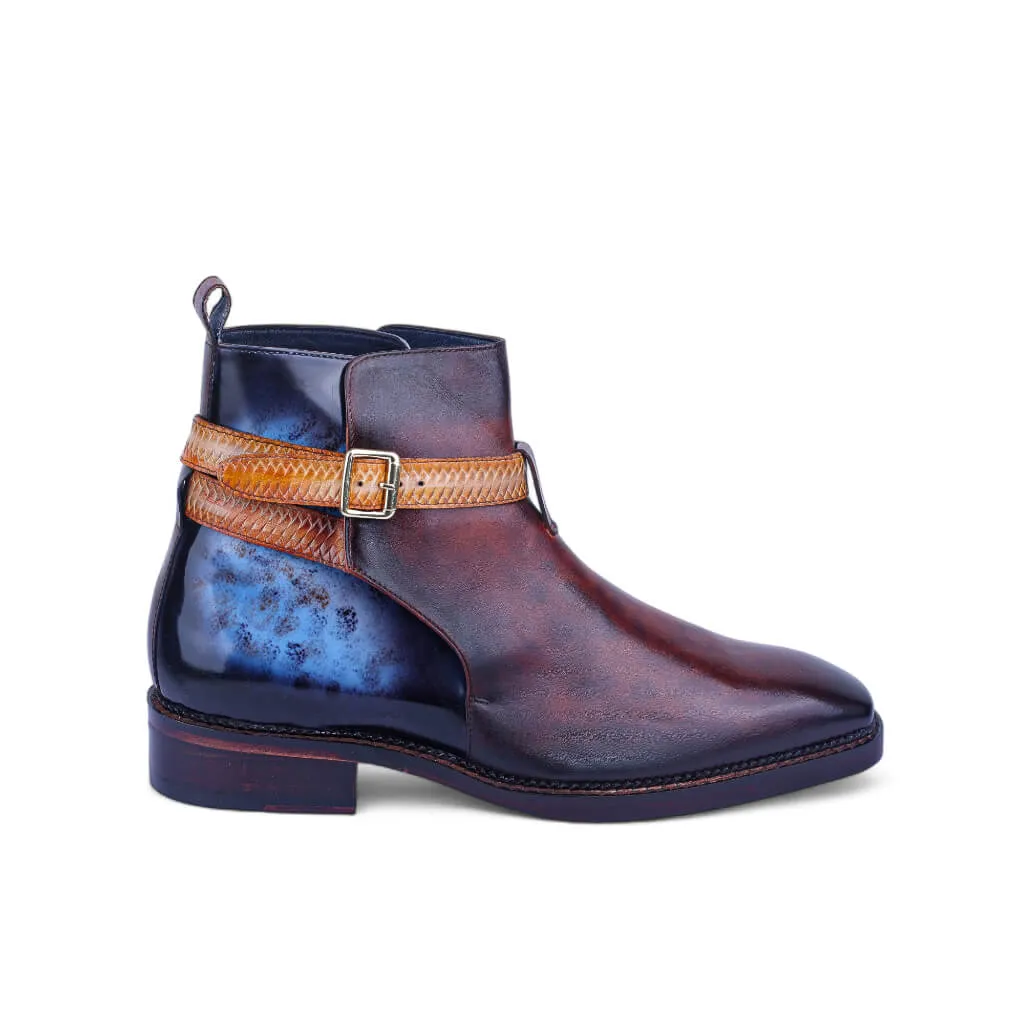 Cavalier Crest: Refined Marble Patina Boots