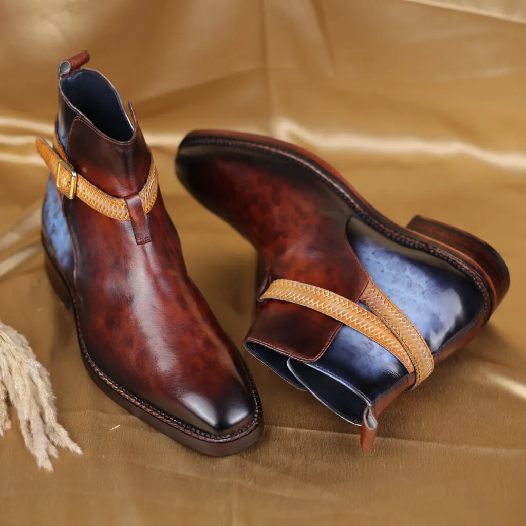 Cavalier Crest: Refined Marble Patina Boots