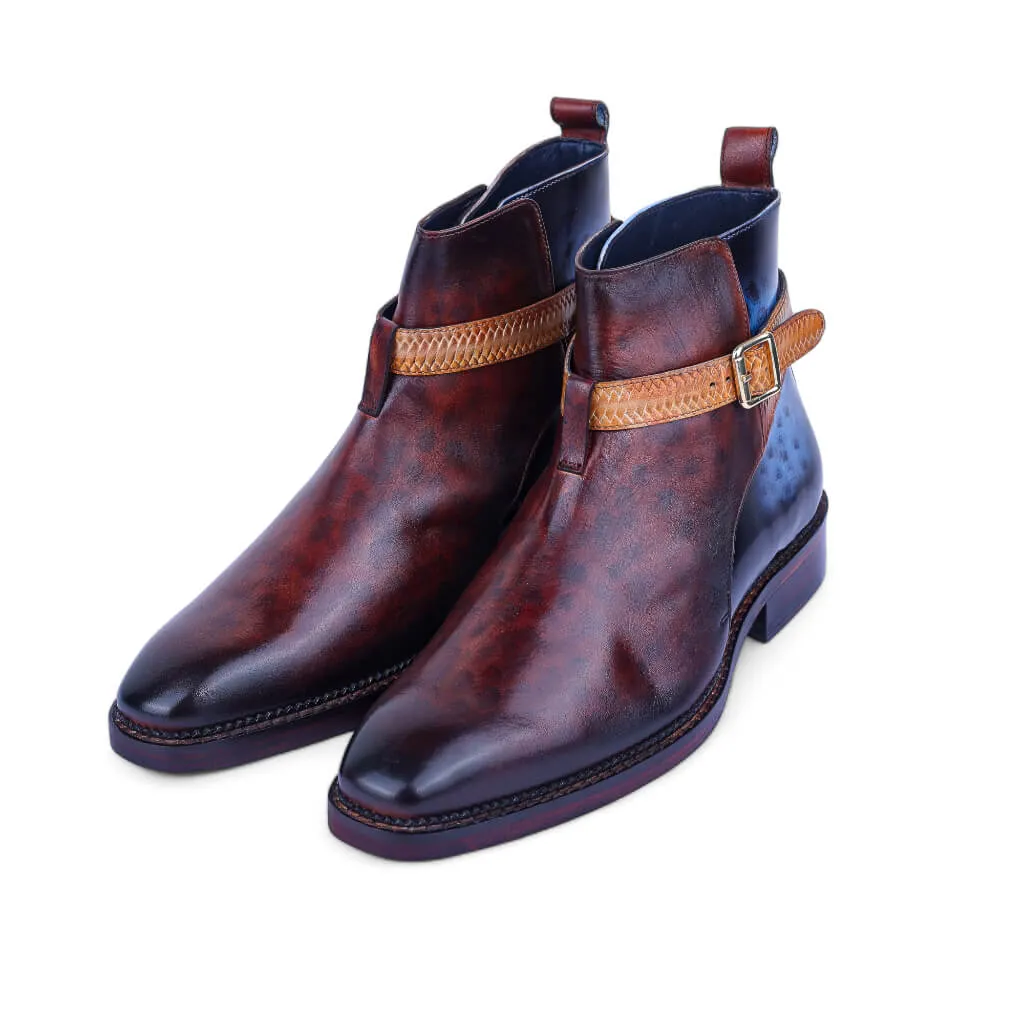 Cavalier Crest: Refined Marble Patina Boots