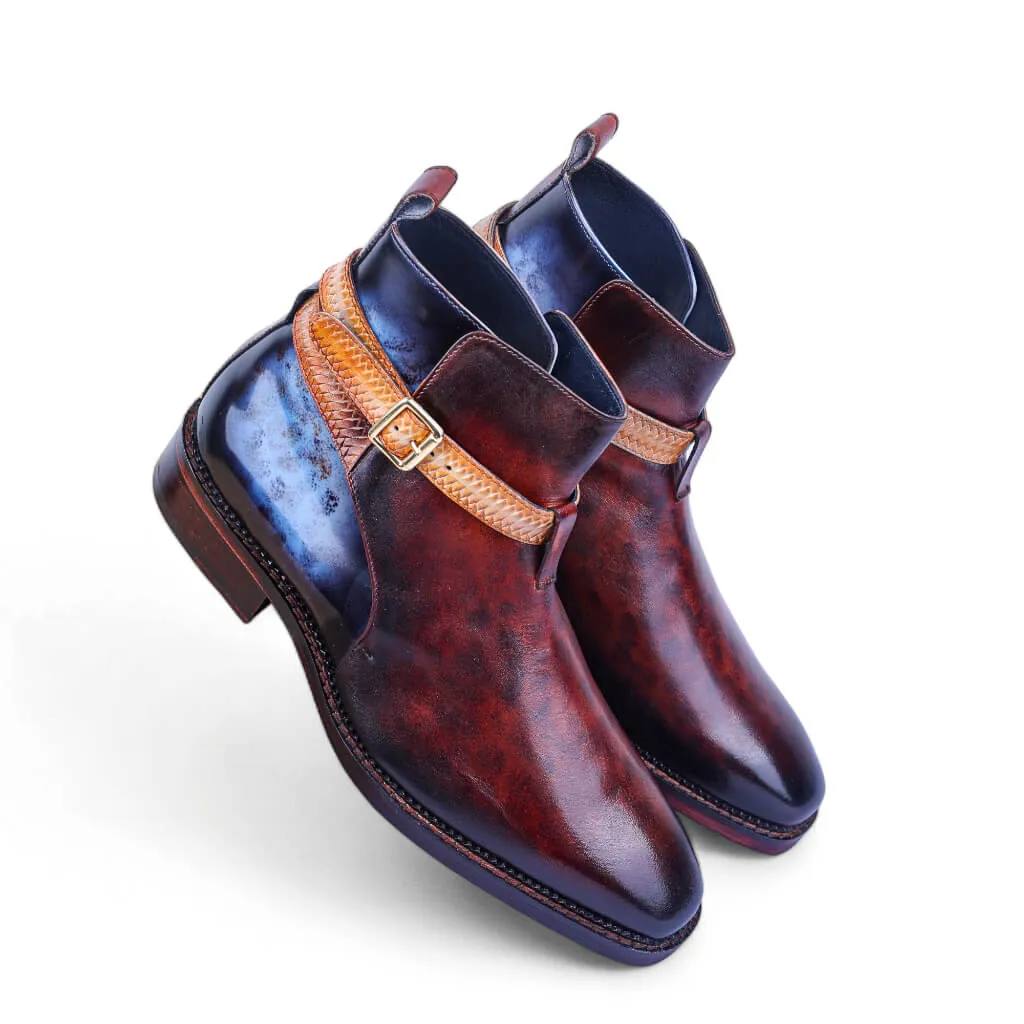 Cavalier Crest: Refined Marble Patina Boots