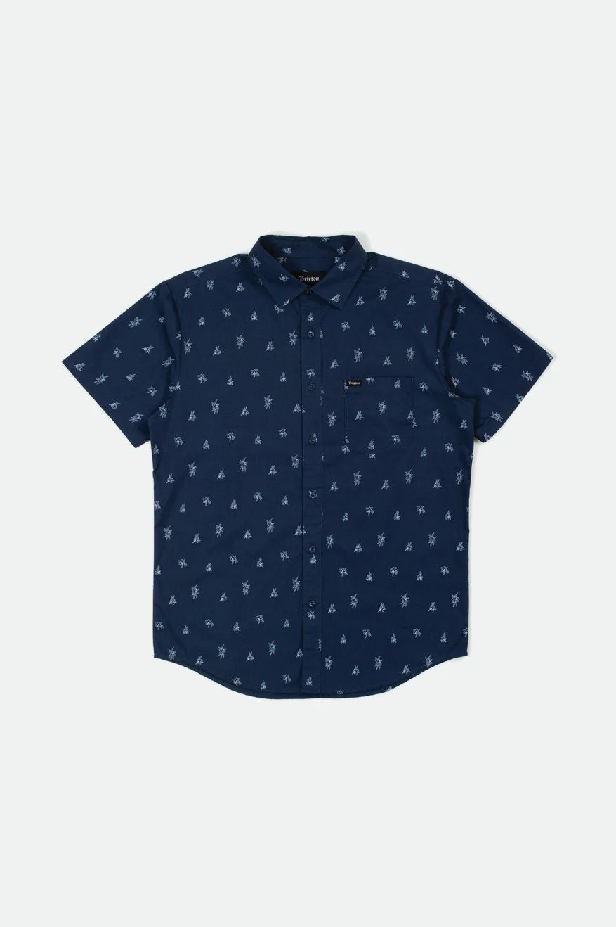 Charter Print S/S Woven - Washed Navy/Aqua