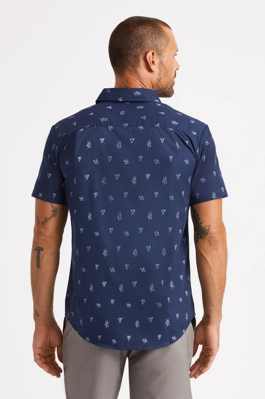 Charter Print S/S Woven - Washed Navy/Aqua