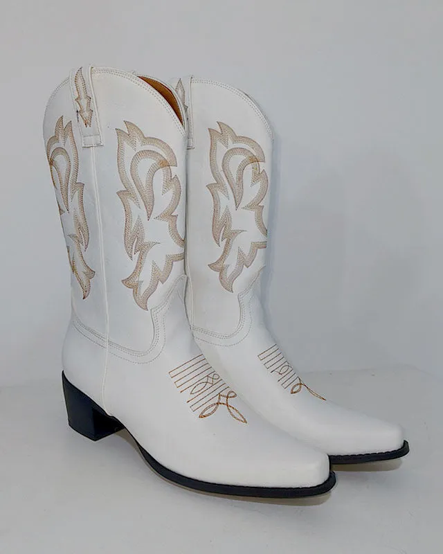 elveswallet Pointed toe embroidery mid-heel western boots