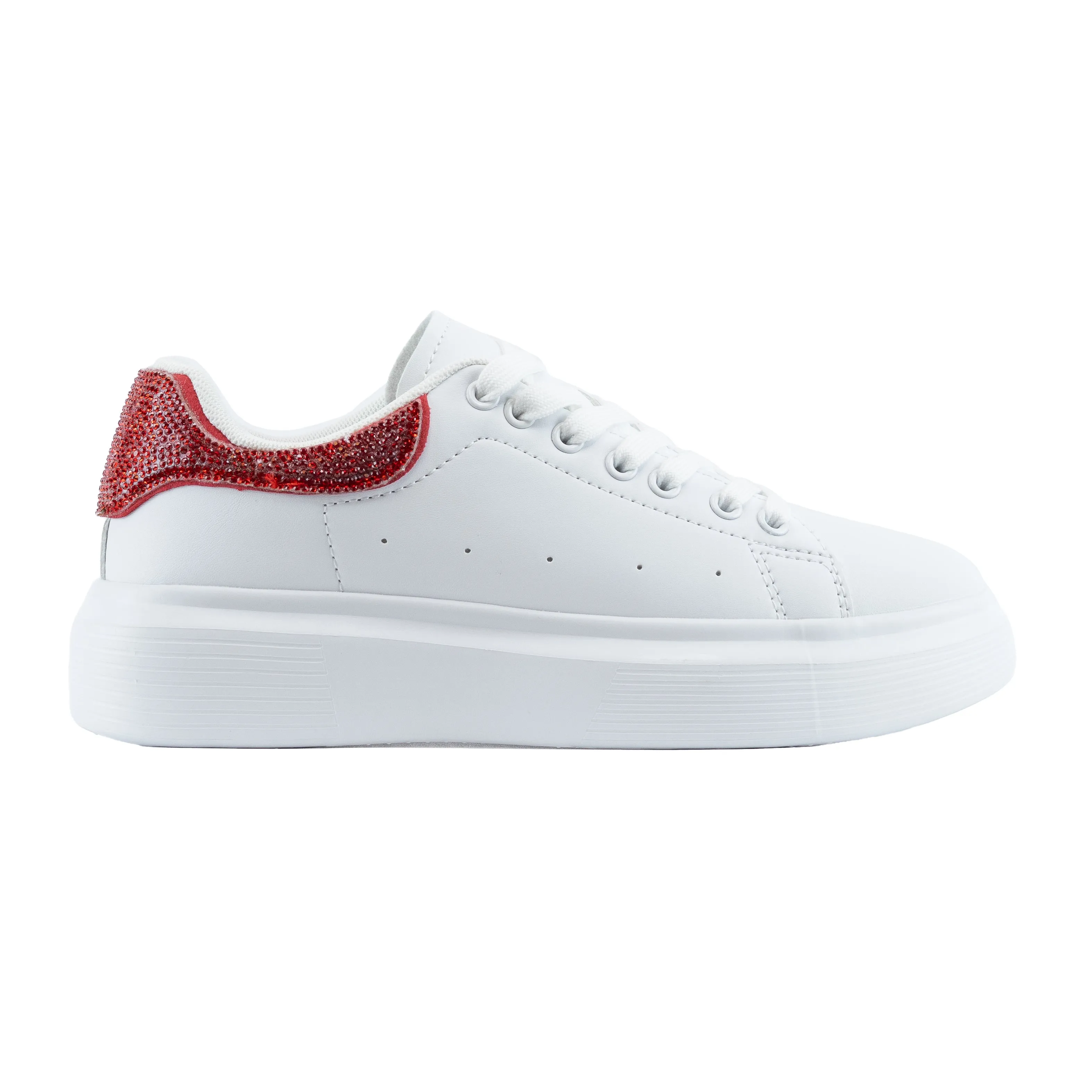 Fortuna - Lace-Up Sneakers with Rhinestone Accents, Chunky Lightweight Sole, Perfect for Casual or Urban Street Style