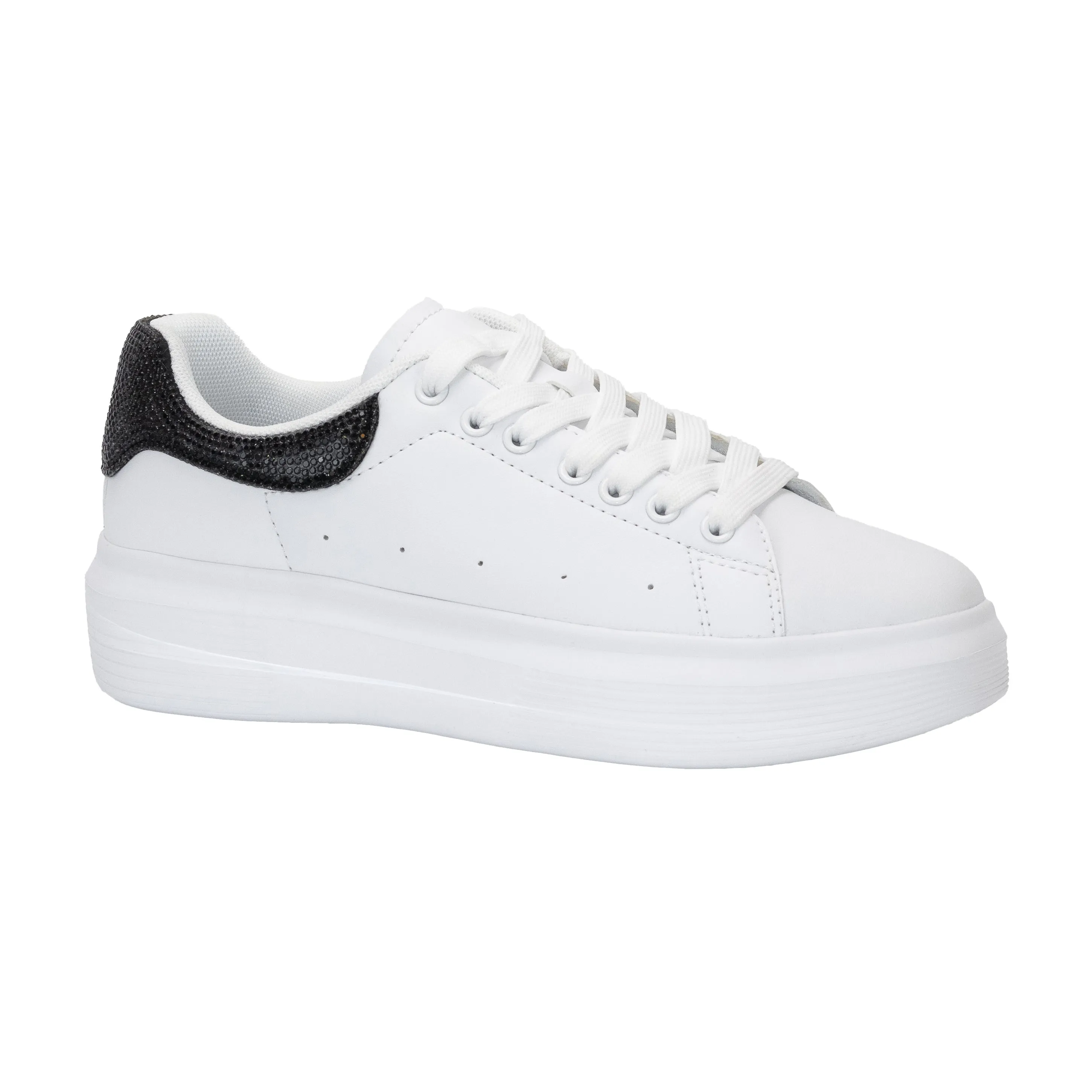 Fortuna - Lace-Up Sneakers with Rhinestone Accents, Chunky Lightweight Sole, Perfect for Casual or Urban Street Style