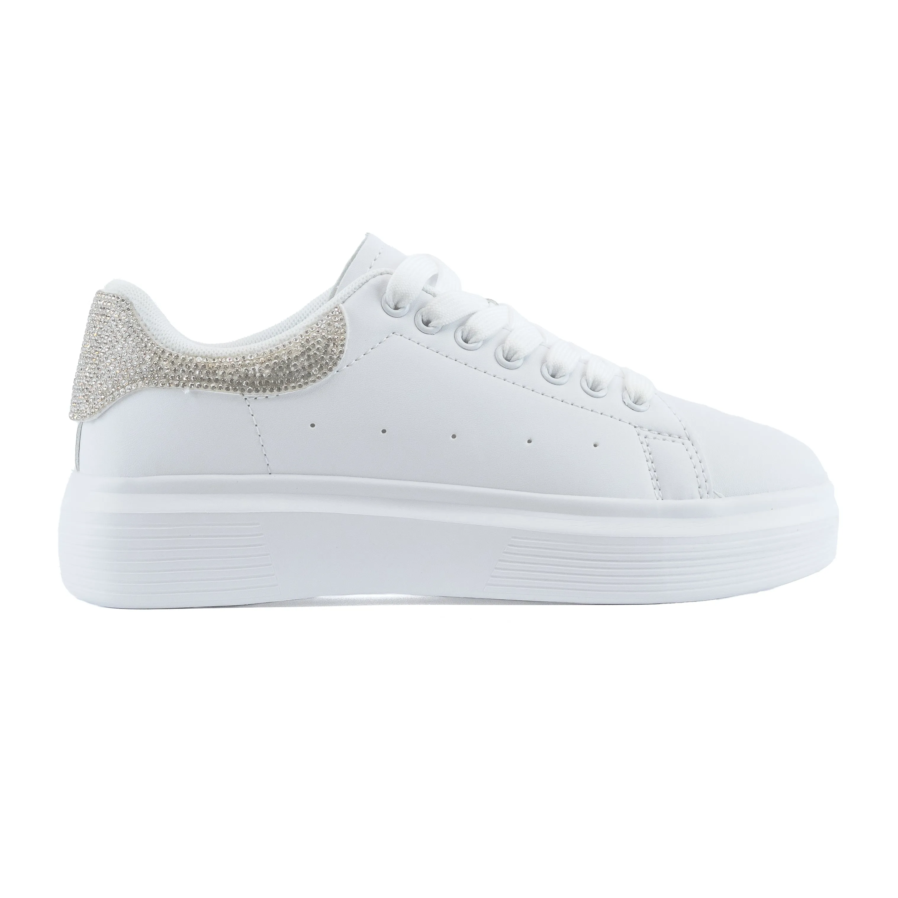 Fortuna - Lace-Up Sneakers with Rhinestone Accents, Chunky Lightweight Sole, Perfect for Casual or Urban Street Style