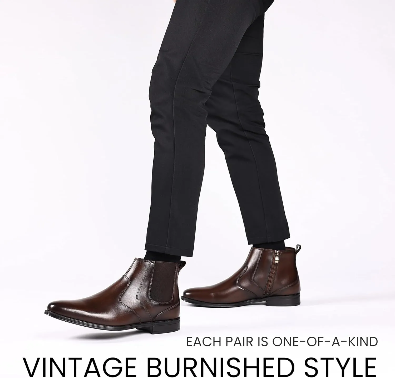 Holy dove Chelsea Boots Men  Genuine Leather,Chelsea Boots for Men with Side Zipper, Casual Slip-On Ankle Boots, Chukka & Oxford Style Dress Boots