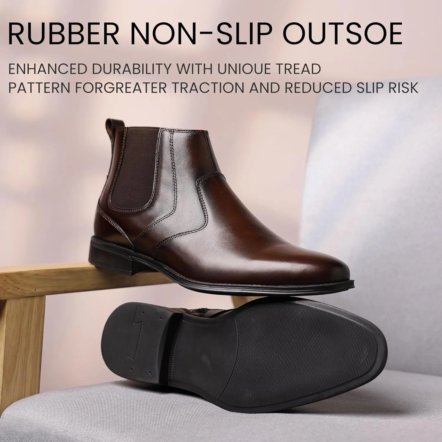 Holy dove Chelsea Boots Men  Genuine Leather,Chelsea Boots for Men with Side Zipper, Casual Slip-On Ankle Boots, Chukka & Oxford Style Dress Boots