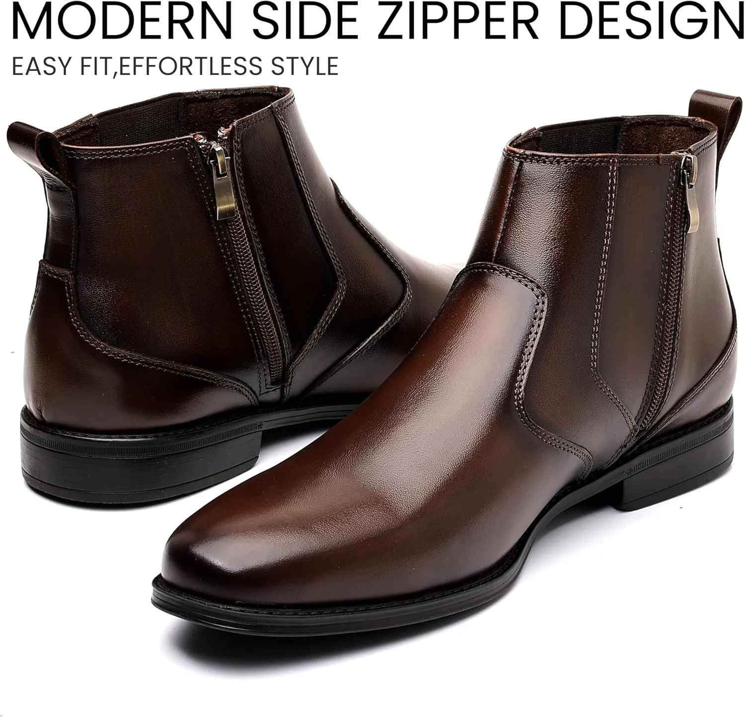 Holy dove Chelsea Boots Men  Genuine Leather,Chelsea Boots for Men with Side Zipper, Casual Slip-On Ankle Boots, Chukka & Oxford Style Dress Boots