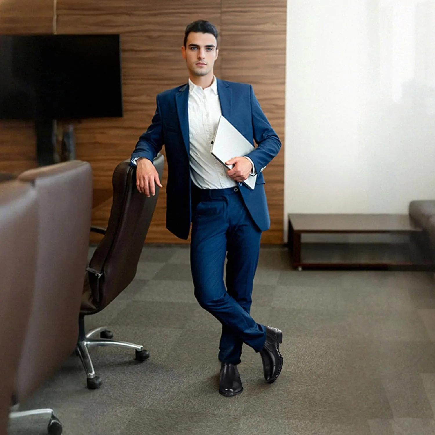 Holy dove Chelsea Boots Men  Genuine Leather,Chelsea Boots for Men with Side Zipper, Casual Slip-On Ankle Boots, Chukka & Oxford Style Dress Boots