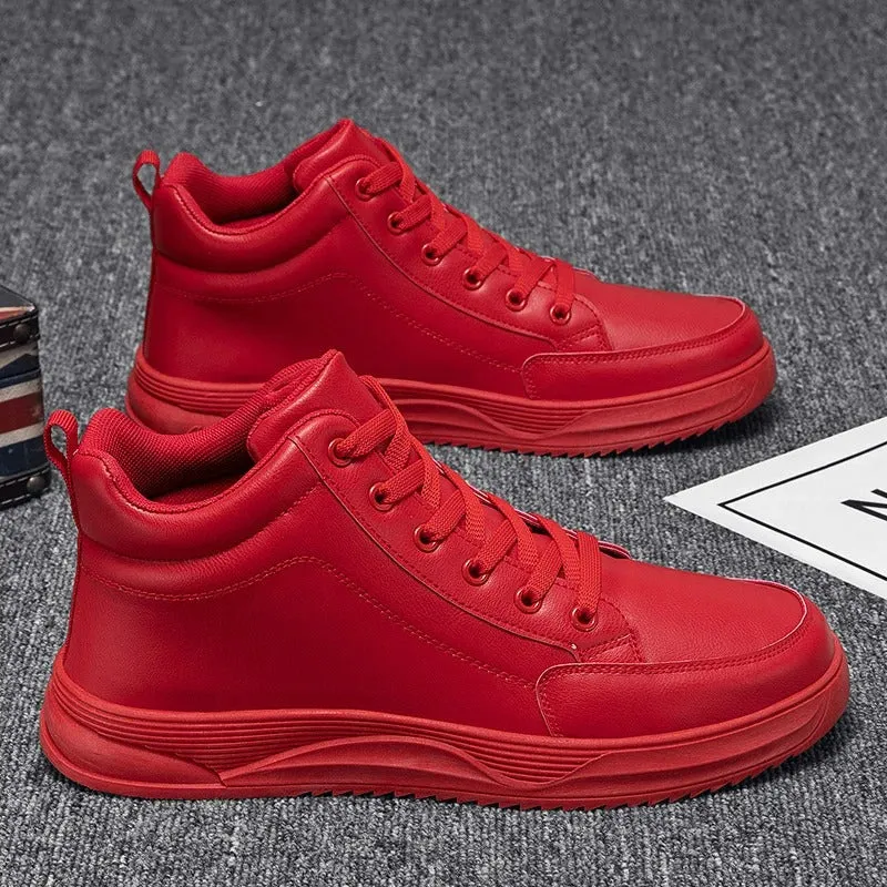 Hudson™ Trendy all-match rode en zwarte heren hoge sneakers
