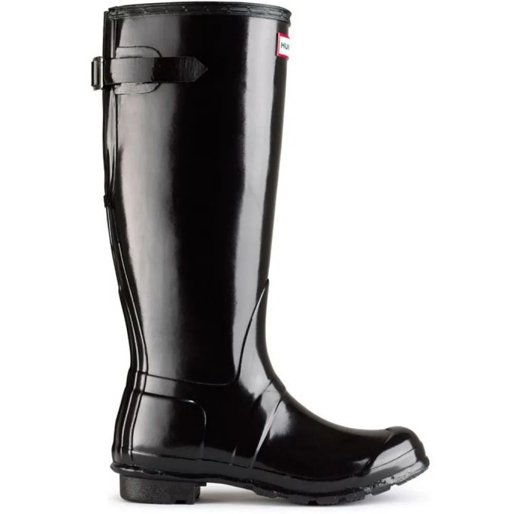 Hunter Women's Original Back Adjustable Gloss Rain Boots in Black