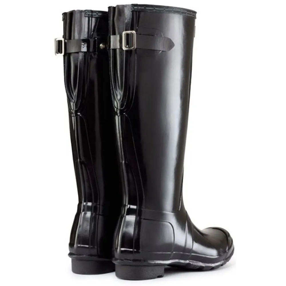 Hunter Women's Original Back Adjustable Gloss Rain Boots in Black