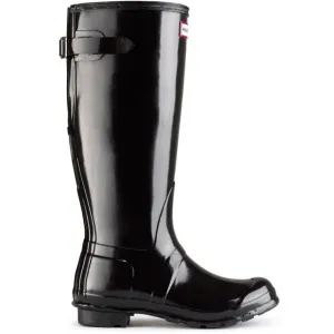 Hunter Women's Original Back Adjustable Gloss Rain Boots in Black