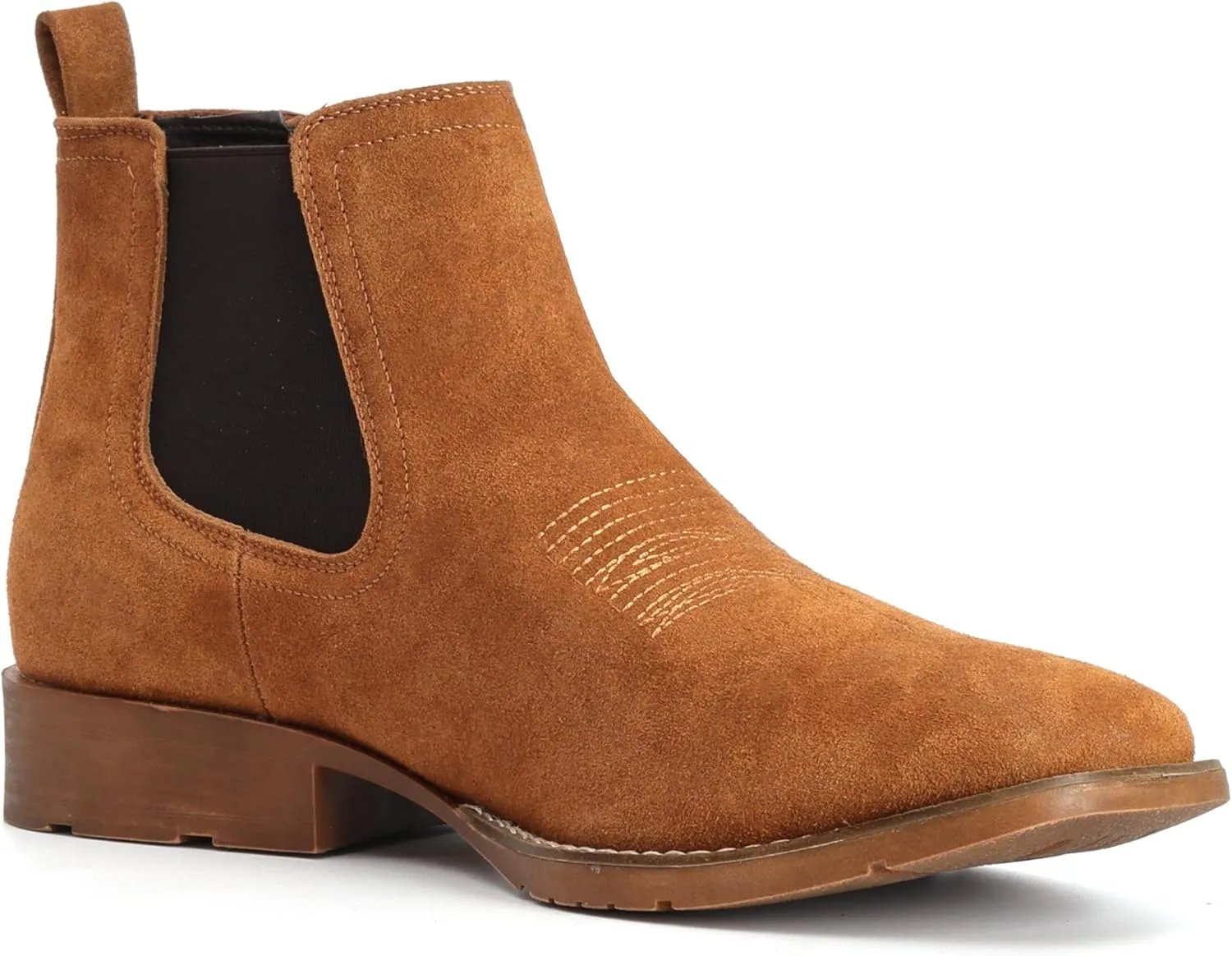 IUV Genuine Cowhide Suede Chelsea Boots For Men Western Boots Ankle Boot Casual Dress Slip On