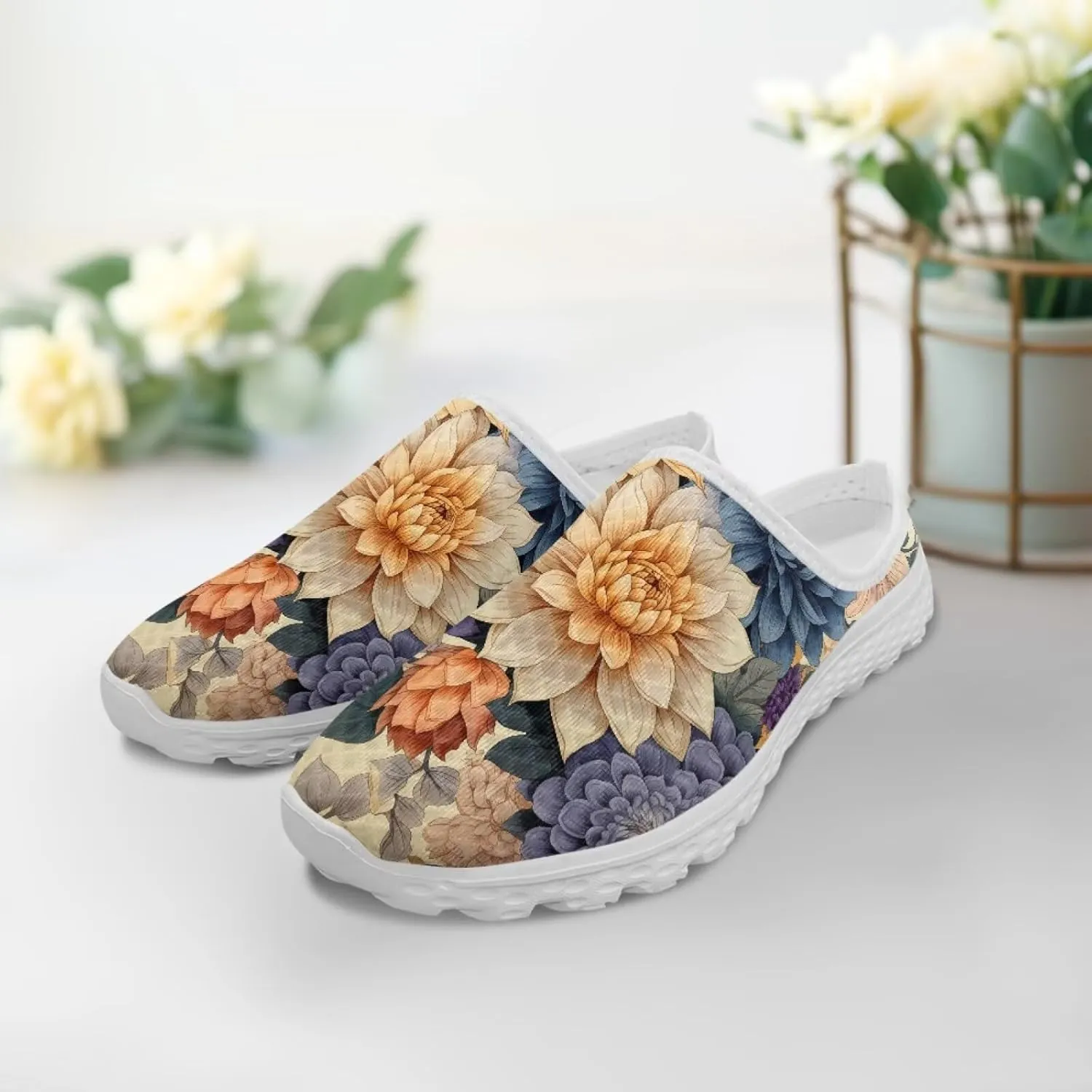 Jeiento Womens Slip On Walking Shoes Breathable Flat Mules Shoe with Arch Support Lightweight Comfort Open Back Casual Sneakers