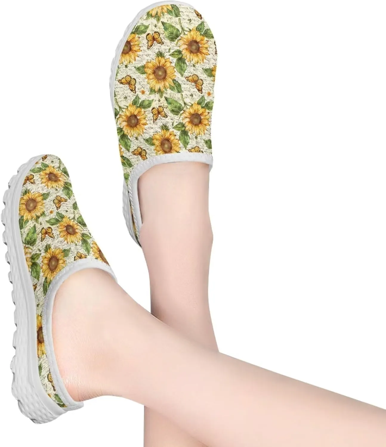 Jeiento Womens Slip On Walking Shoes Breathable Flat Mules Shoe with Arch Support Lightweight Comfort Open Back Casual Sneakers