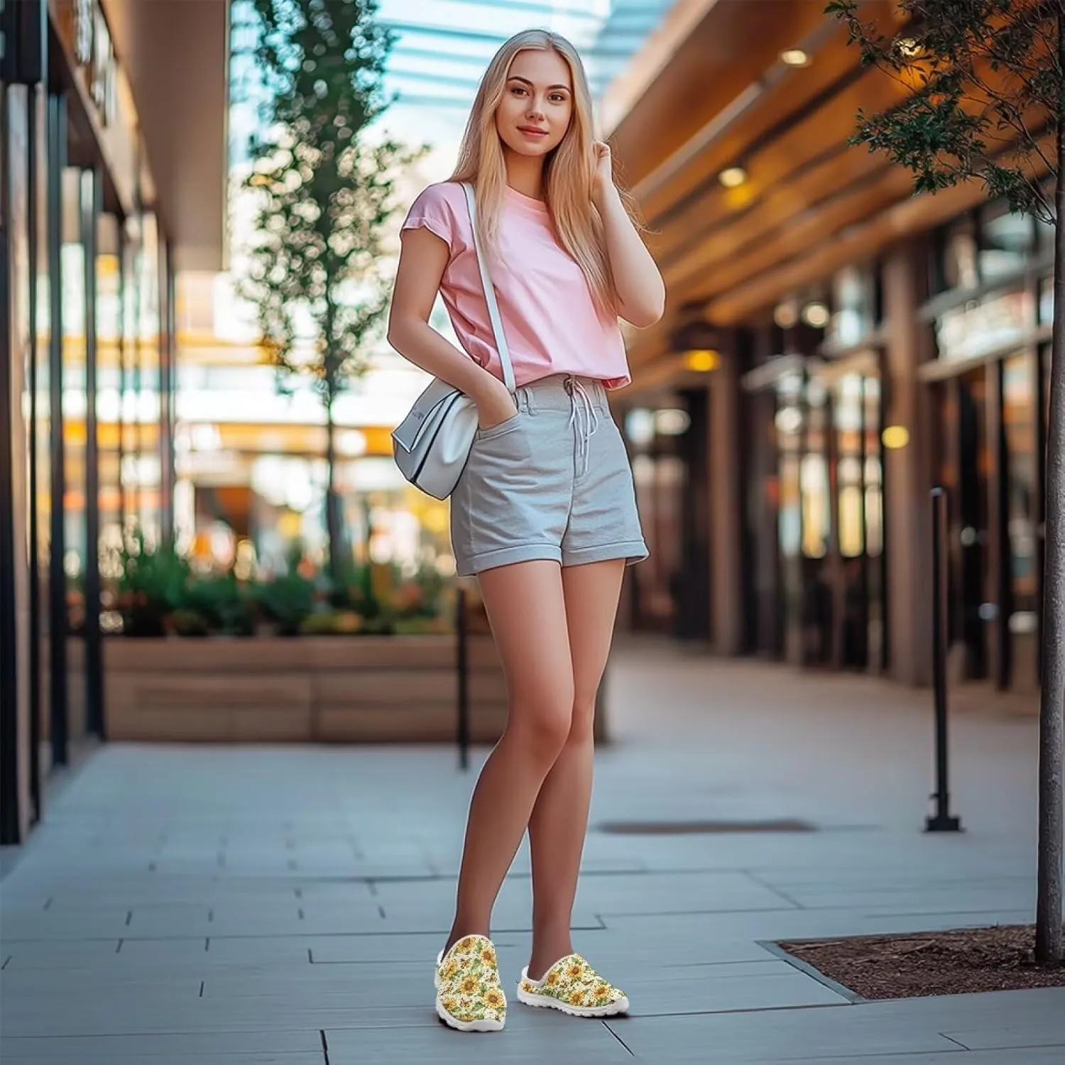 Jeiento Womens Slip On Walking Shoes Breathable Flat Mules Shoe with Arch Support Lightweight Comfort Open Back Casual Sneakers