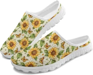 Jeiento Womens Slip On Walking Shoes Breathable Flat Mules Shoe with Arch Support Lightweight Comfort Open Back Casual Sneakers