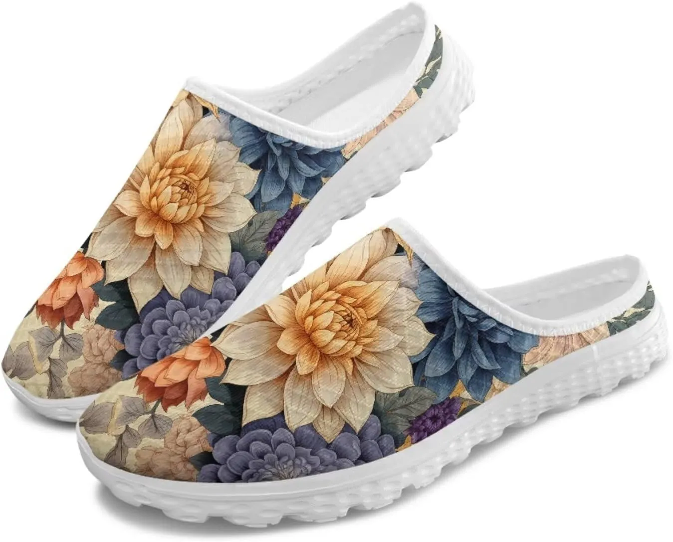 Jeiento Womens Slip On Walking Shoes Breathable Flat Mules Shoe with Arch Support Lightweight Comfort Open Back Casual Sneakers