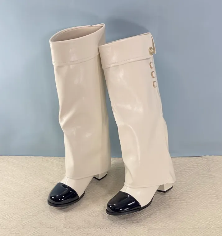 JIALINNA CANDY GIRLS KNEE-HIGH LEATHER WOMEN'S HEELED BOOTS