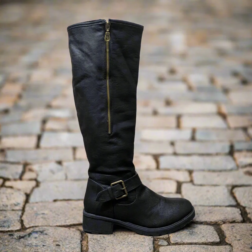Ladies Knee-High Fur-Lined Faux Leather Riding Boots Size UK 5 / EU 38 / US 7