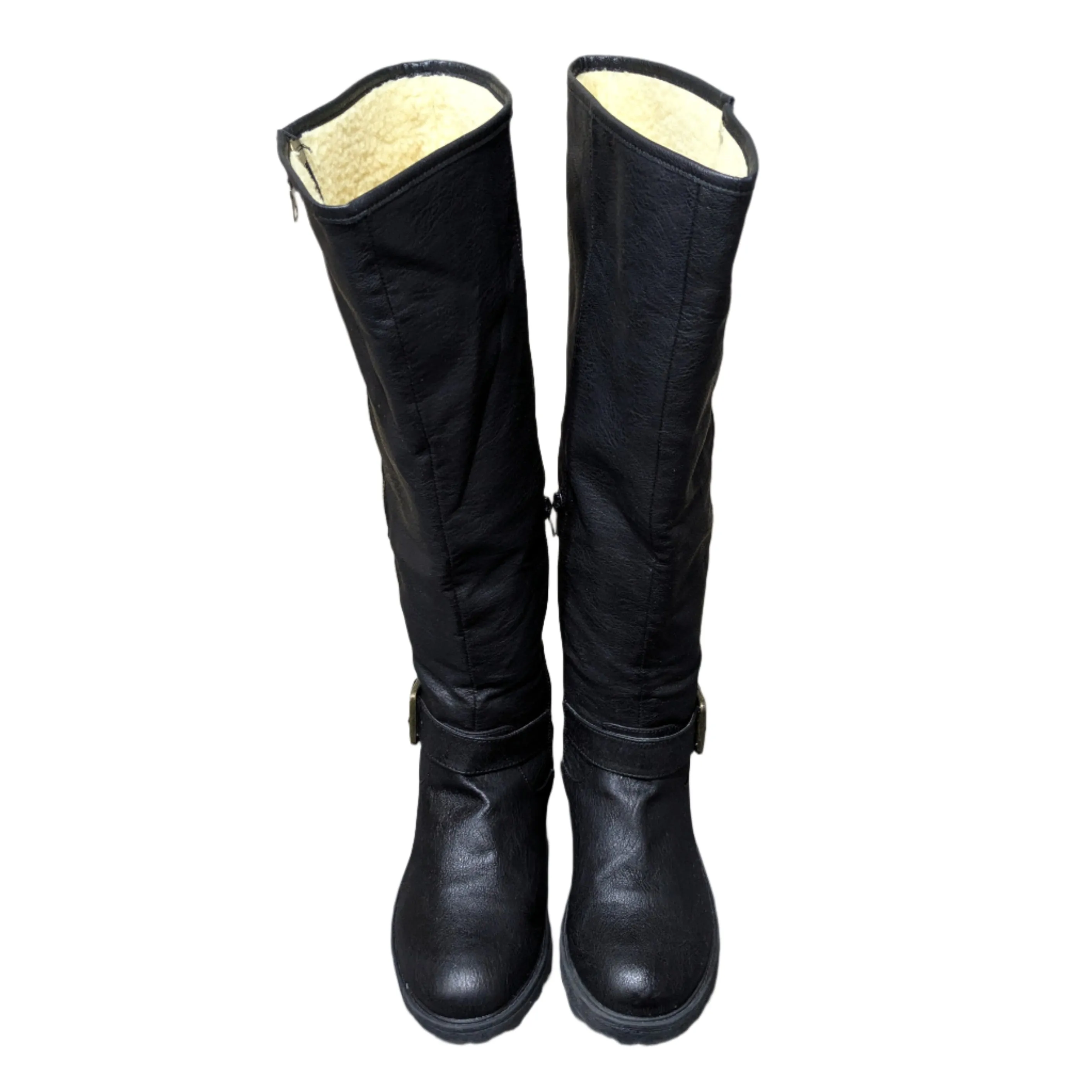 Ladies Knee-High Fur-Lined Faux Leather Riding Boots Size UK 5 / EU 38 / US 7