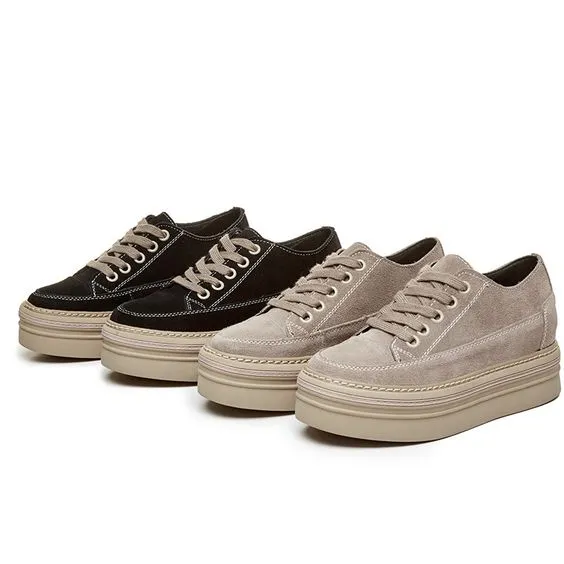 Leather Frosted Platform Shoes