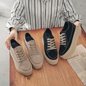 Leather Frosted Platform Shoes