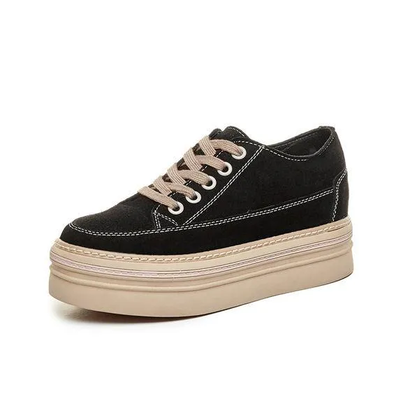 Leather Frosted Platform Shoes
