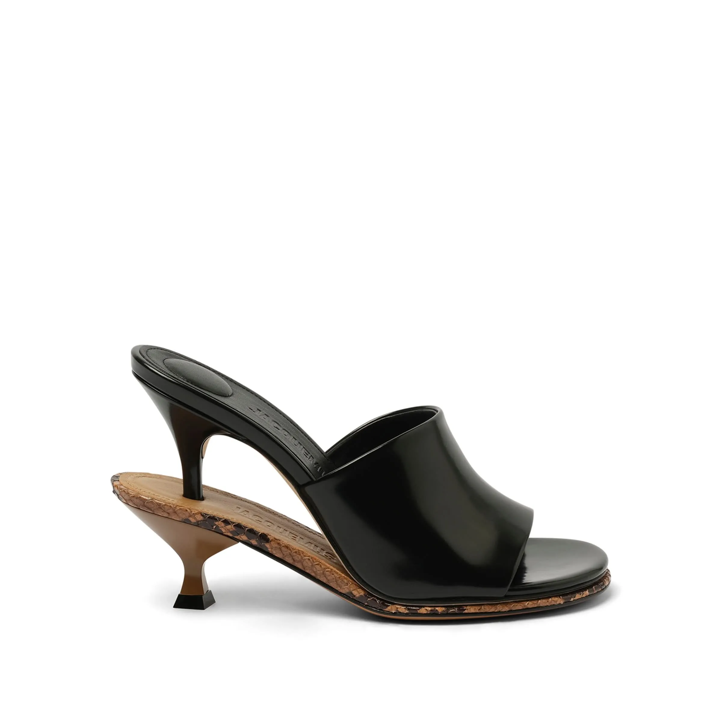 Les Doubles Mules in Black/Light Brown