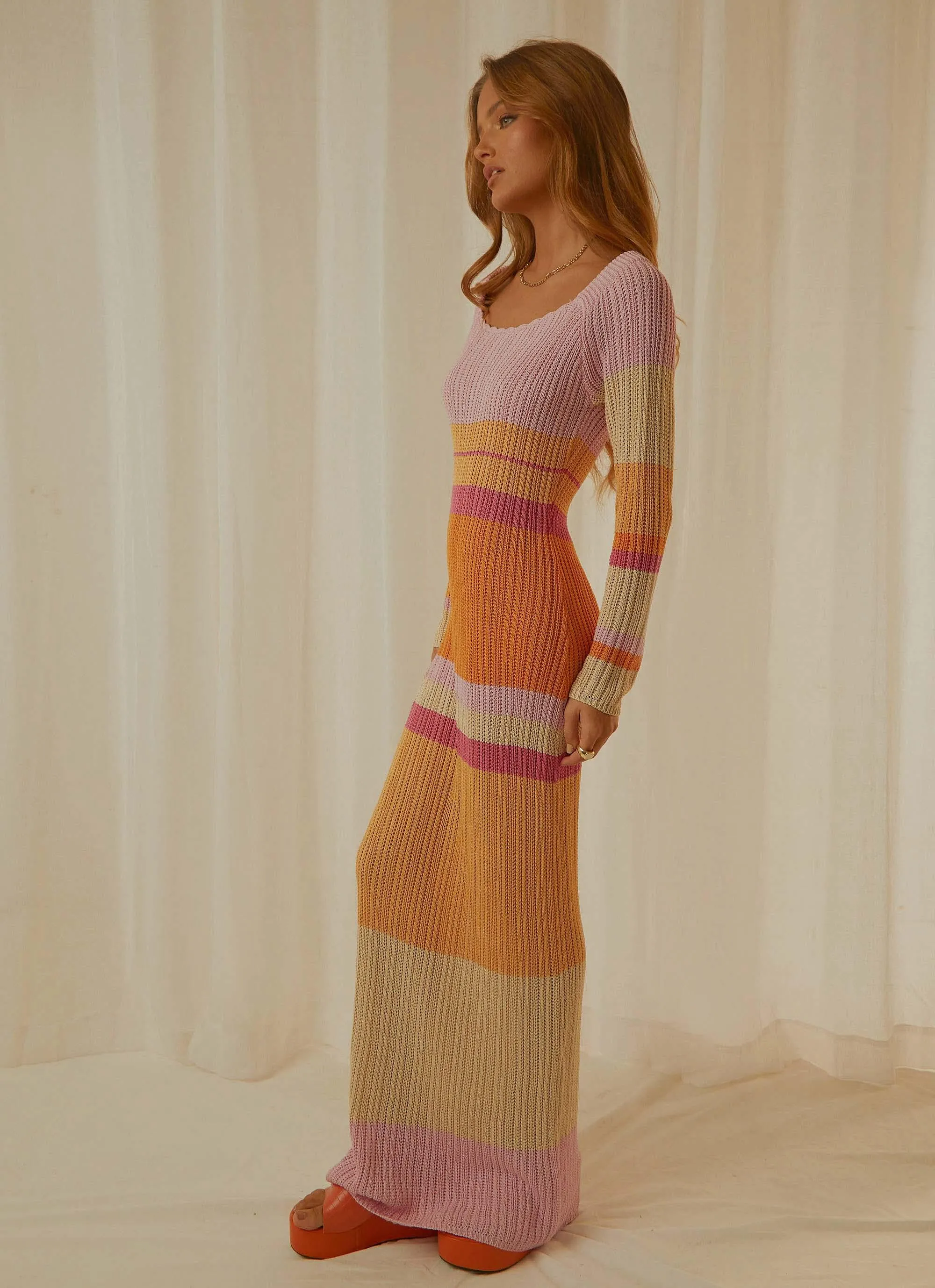 Love Ride Crochet Maxi Dress - Sunset Stripe