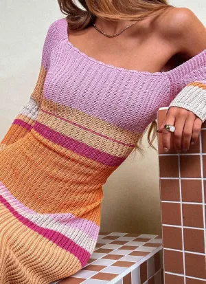 Love Ride Crochet Maxi Dress - Sunset Stripe