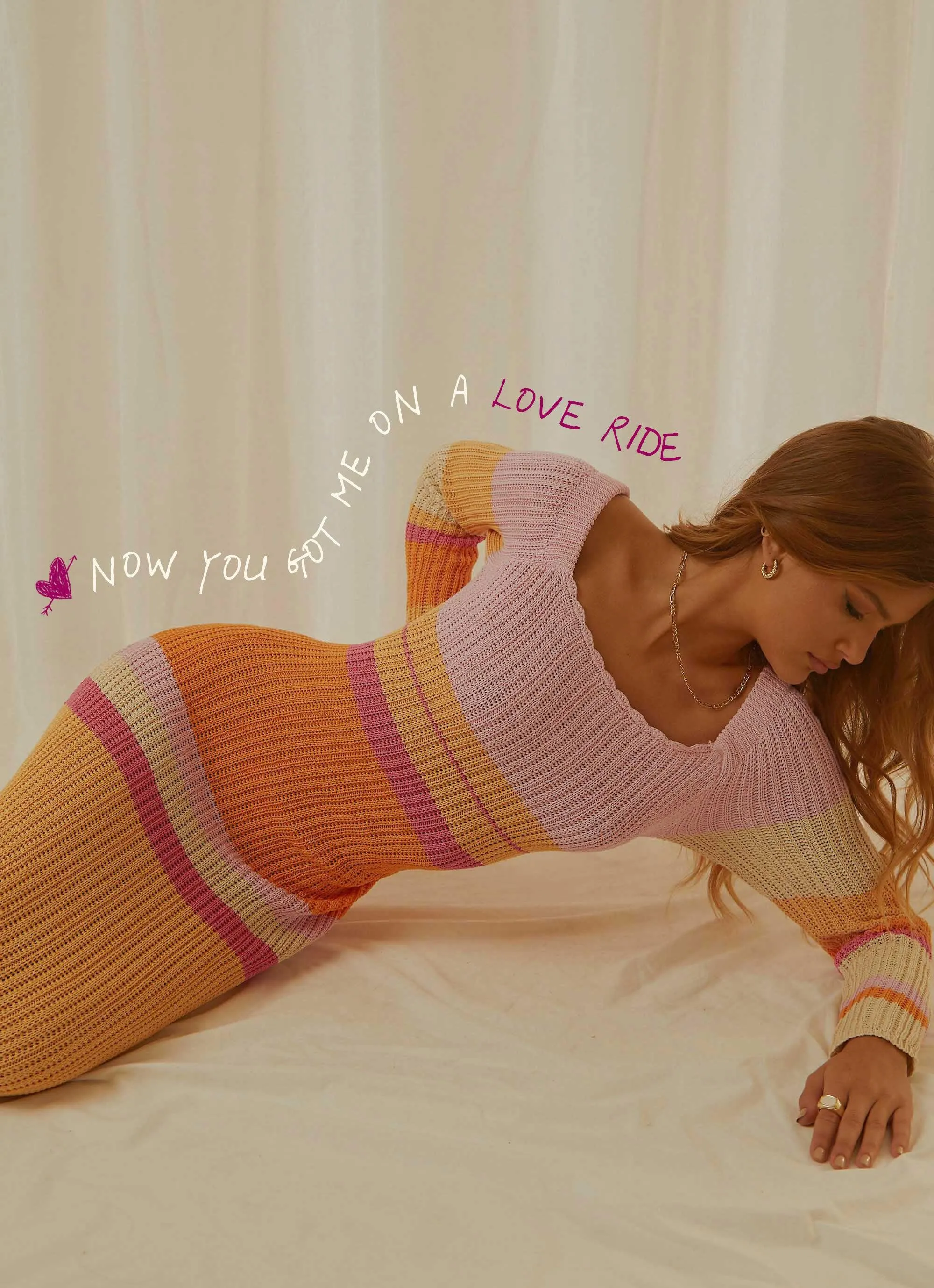 Love Ride Crochet Maxi Dress - Sunset Stripe