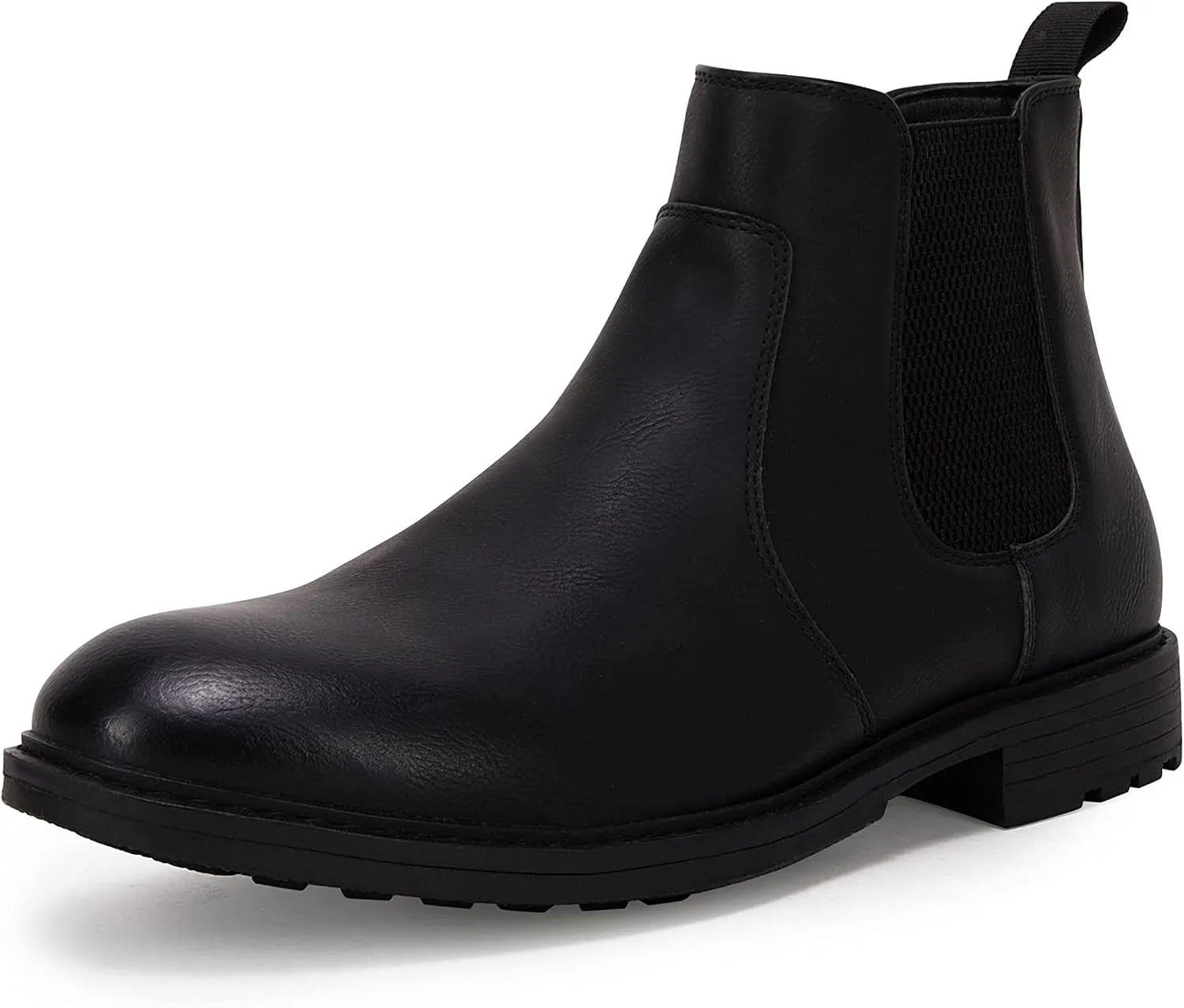 Men's Ankle Boots Chelsea Round Toe Slip on Waterproof Faux Leather Classic Dress Booties for Men