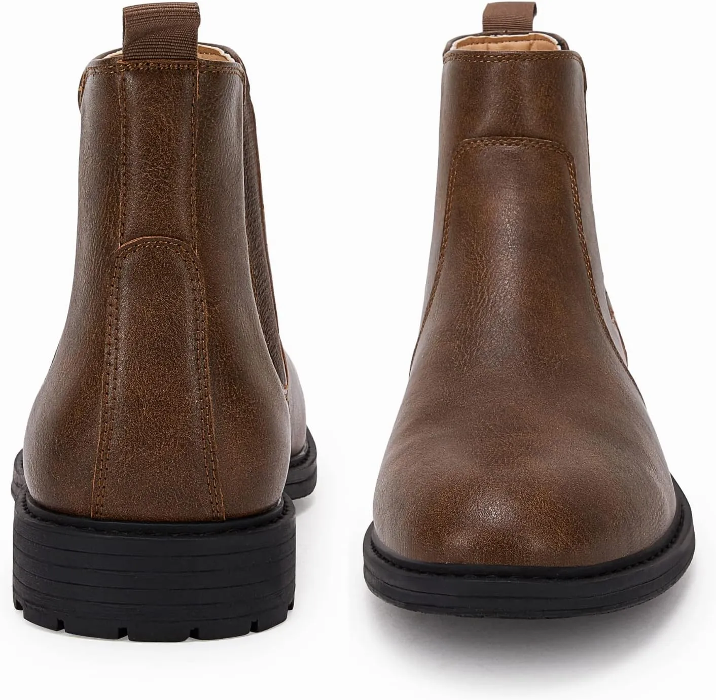 Men's Ankle Boots Chelsea Round Toe Slip on Waterproof Faux Leather Classic Dress Booties for Men