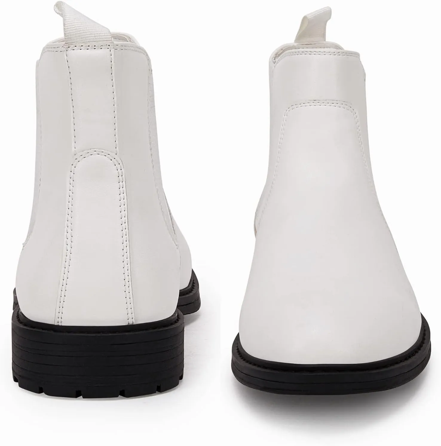 Men's Ankle Boots Chelsea Round Toe Slip on Waterproof Faux Leather Classic Dress Booties for Men