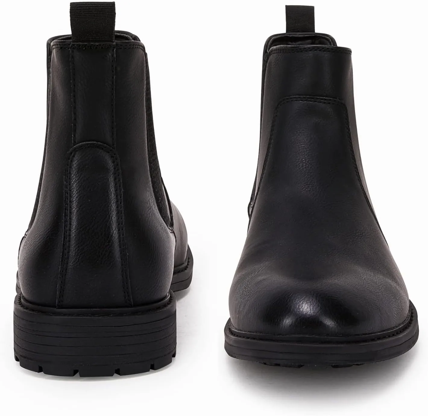 Men's Ankle Boots Chelsea Round Toe Slip on Waterproof Faux Leather Classic Dress Booties for Men